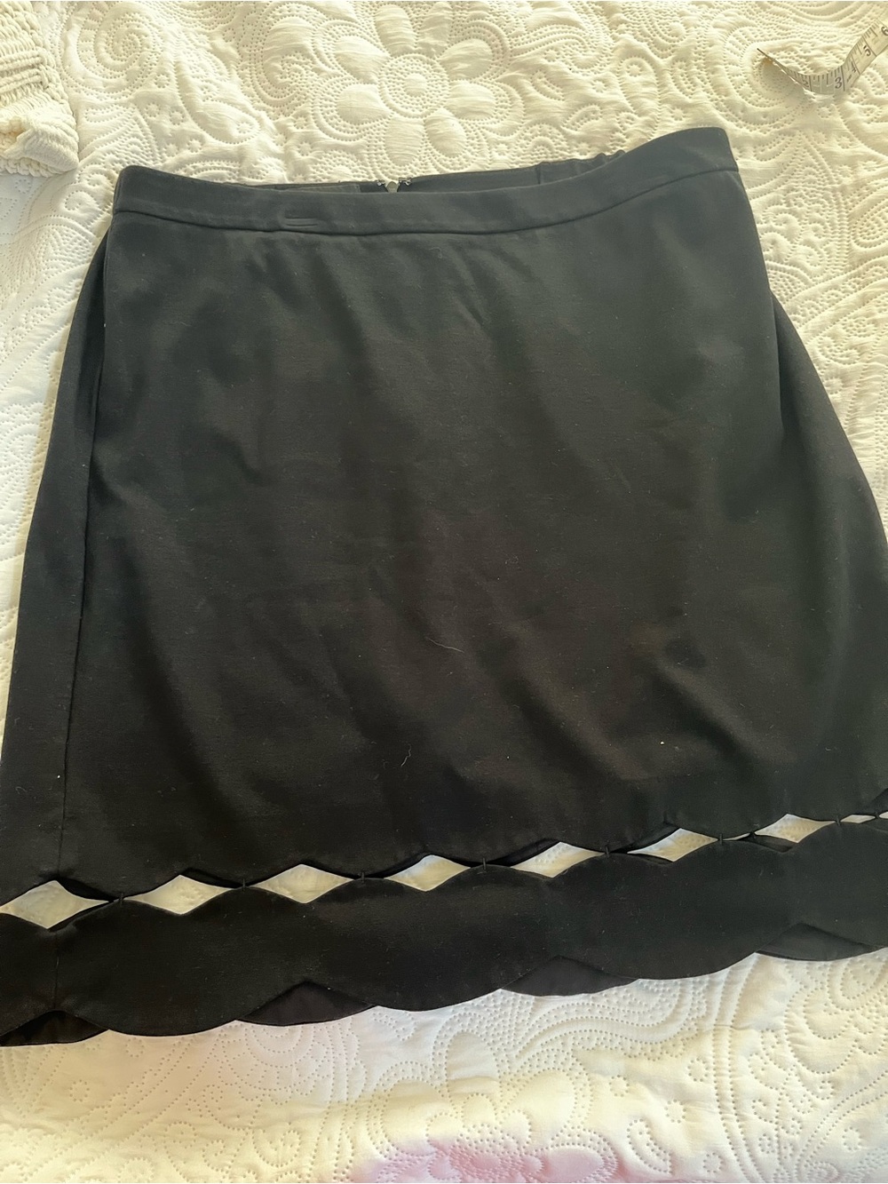 Talbots Black Skirt with Scalloped Cutout Hem 14W